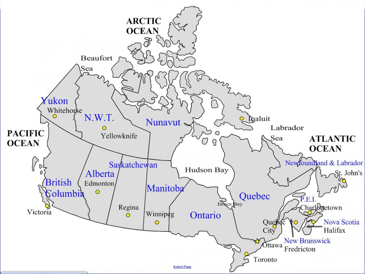 Drogowa mapa Kanady i prowincji