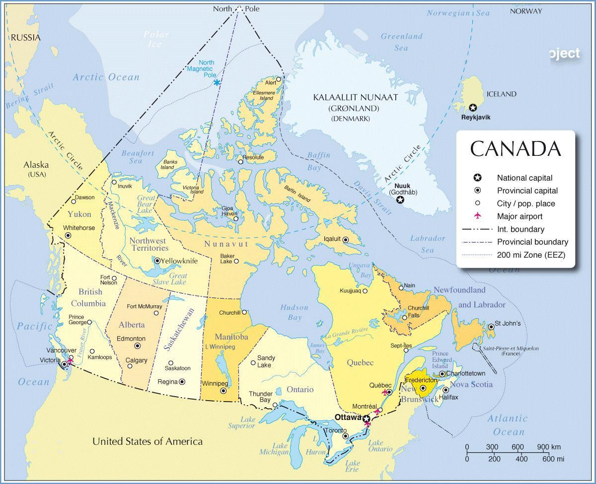 mapa Kanady