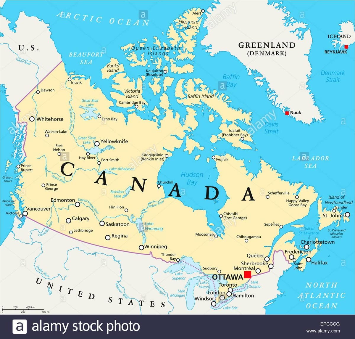 mapa Kanady i jej stolicy