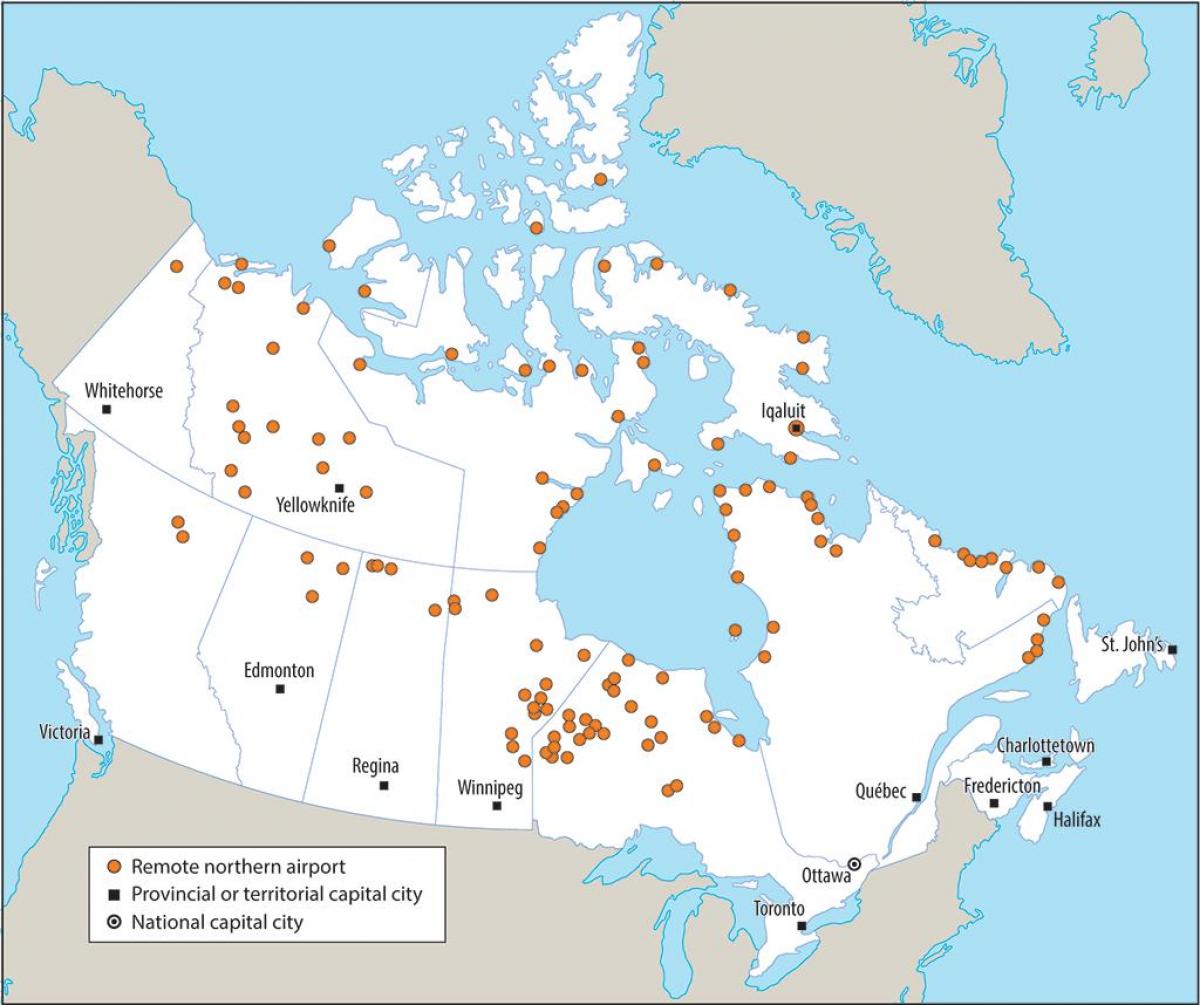 Międzynarodowe porty lotnicze Kanady na mapie