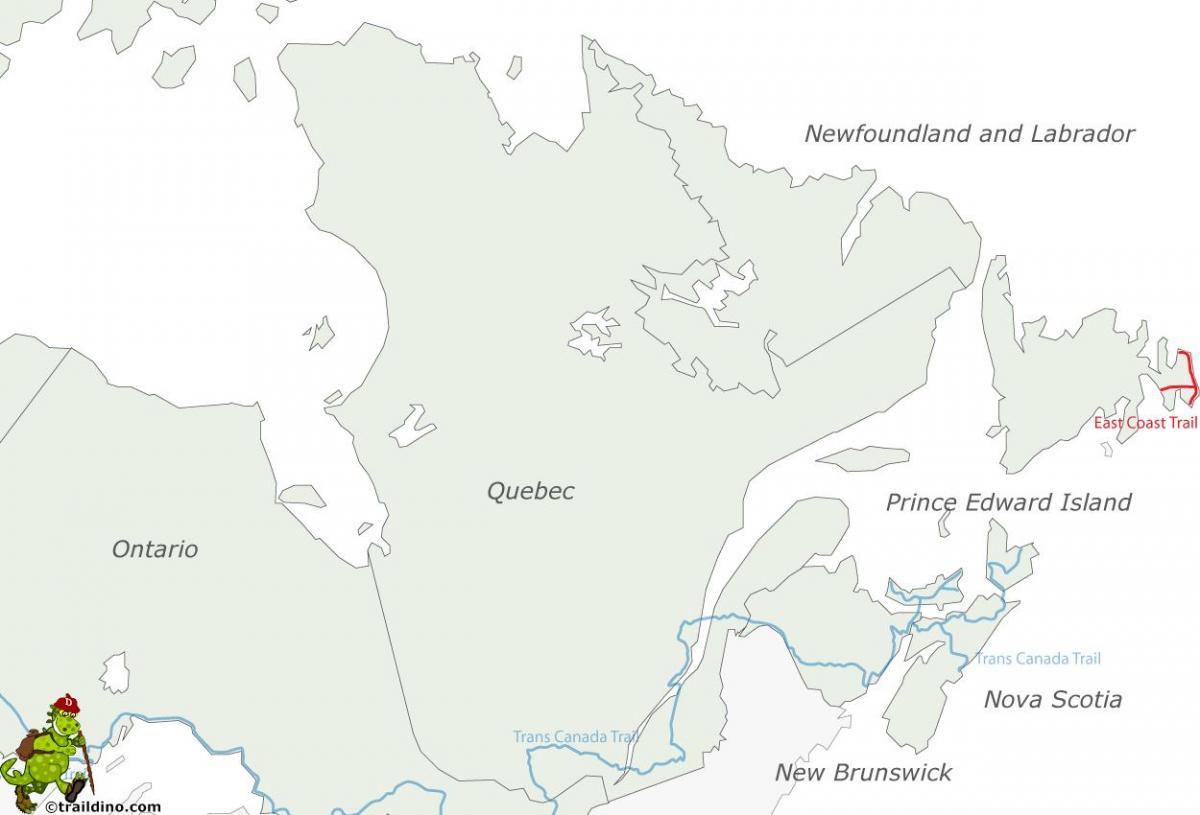 mapa wschodniego wybrzeża USA i Kanady