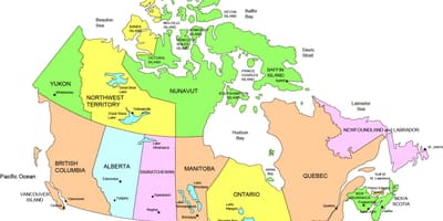 Kanada mapa pokazuje Zjednoczonych