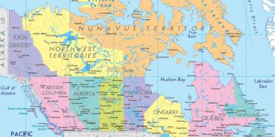 Mapa Kanady, z podaniem miasta