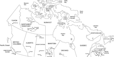 Mapa Kanady i prowincji i miast