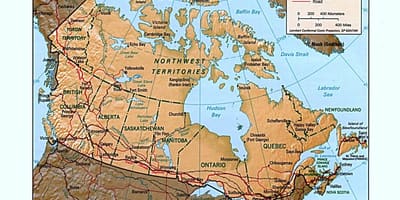 Kanada mapa terenu